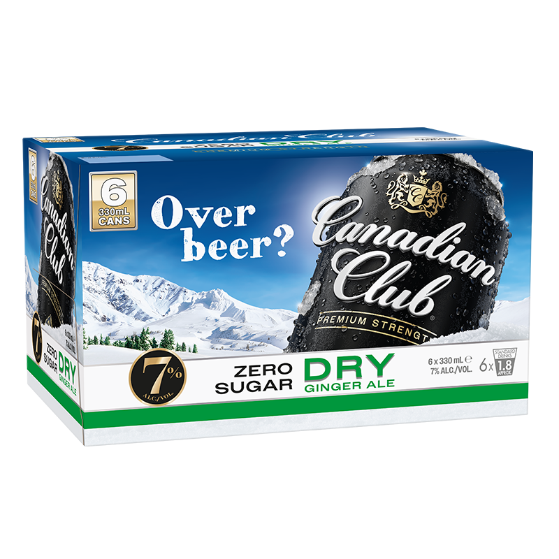 Canadian Club Zero Sugar Dry Ginger Ale 7% 330ml 6pk cans