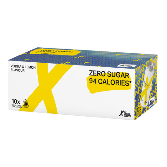 X by Long White Zero Lemon 10pk 330ml cans