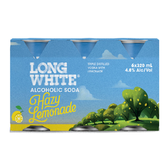 Long White Hazy Lemonade 320ml 6 pack cans