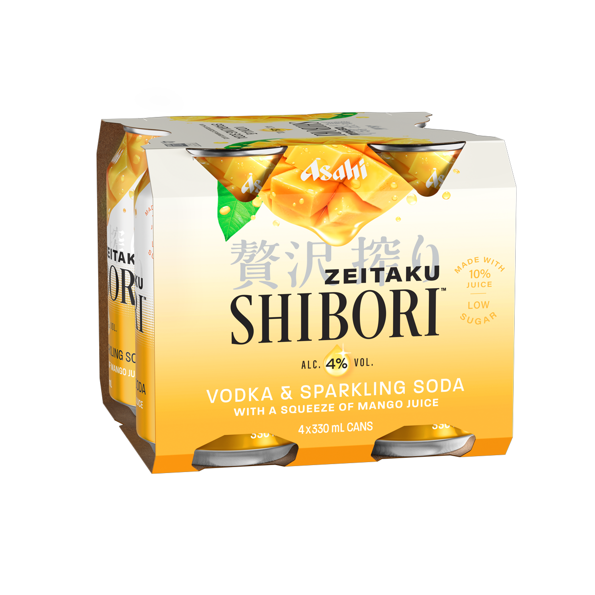 Asahi Shibori Vodka & Sparkling Soda Mango 4% 330ml 4pk Cans